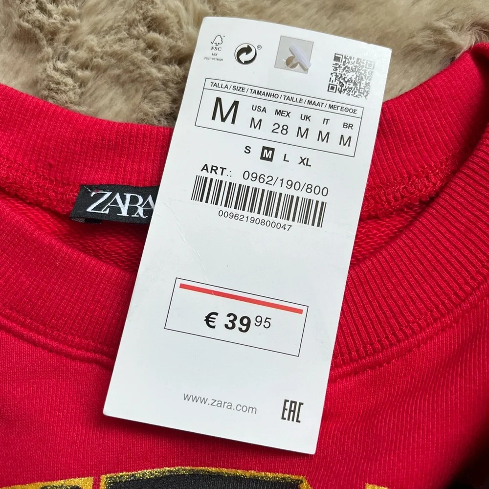 ｛Zara X Tom&Jerry｝ Crewneck Red Size M Pullover Oversize - Picture 6 of 8